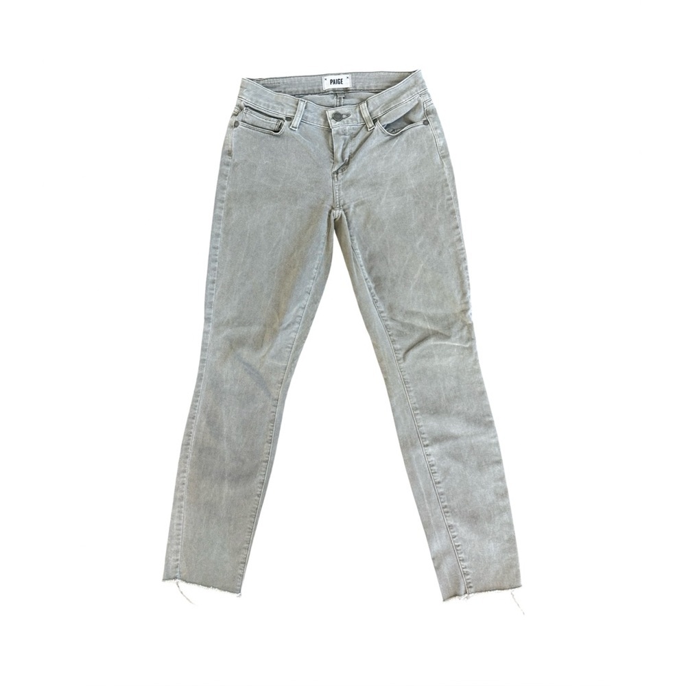 PAIGE Verdugo Ankle Skinny Jeans Women’s 25 Gray Distressed Raw Hem‎